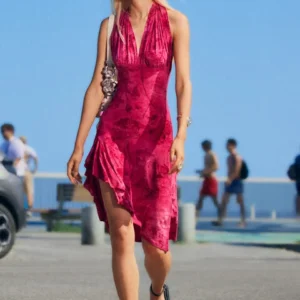 Asymmetrical Neck Twist Maxi Dress